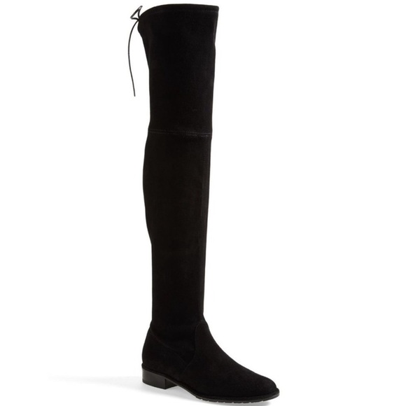 Stuart Weitzman OTK Lowland Boots Shoes Suede Over the Knee Black - Picture 3 of 16